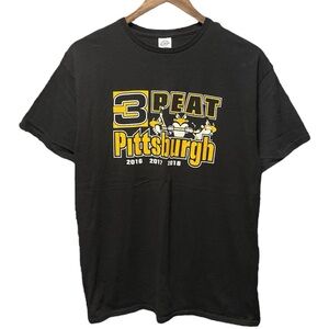 Pittsburgh Penguins NHL hockey three Peat graphic Stanley Cup champion T-shirt